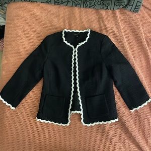 Talbots white trim scallop blazer in black, size 6